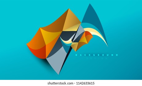Abstract background - geometric origami style shape composition, triangular low poly design concept. Colorful trendy minimalistic vector illustration