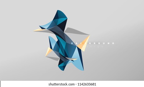 Fondo abstracto - composición de forma de estilo de origami geométrico, concepto de diseño triangular de polos bajos. Ilustración vectorial minimalista de moda colorida
