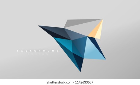 Fondo abstracto - composición de forma de estilo de origami geométrico, concepto de diseño triangular de polos bajos. Ilustración vectorial minimalista de moda colorida