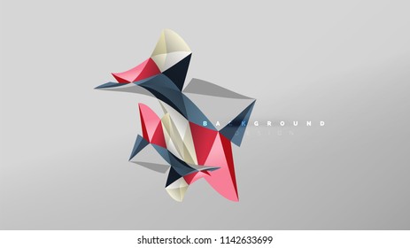 Fundo abstrato - composição de forma de estilo origami geométrico, conceito de design triangular baixo poli. Ilustração de vetor minimalista na moda colorida