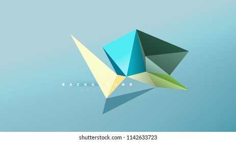 Fondo abstracto - composición de forma de estilo de origami geométrico, concepto de diseño triangular de polos bajos. Ilustración vectorial minimalista de moda colorida