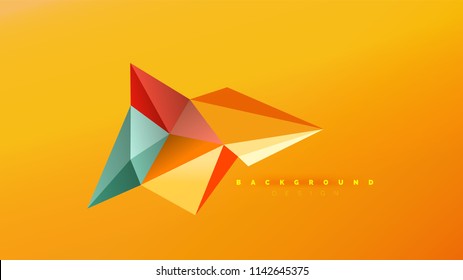Fondo abstracto - composición de forma de estilo de origami geométrico, concepto de diseño triangular de polos bajos. Ilustración vectorial minimalista de moda colorida