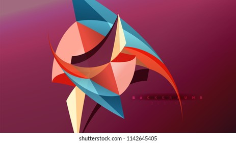 Abstract background - geometric origami style shape composition, triangular low poly design concept. Colorful trendy minimalistic vector illustration