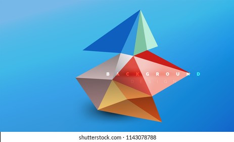 Fundo abstrato - composição de forma de estilo origami geométrico, conceito de design triangular baixo poli. Ilustração de vetor minimalista na moda colorida
