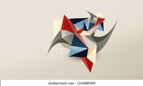 Abstrakter Hintergrund - geometrische Origami-Formzusammensetzung, dreieckiges Low-Poly-Design-Konzept. Farbige, minimalistische Vektorgrafik