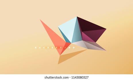 Abstract background - geometric origami style shape composition, triangular low poly design concept. Colorful trendy minimalistic vector illustration