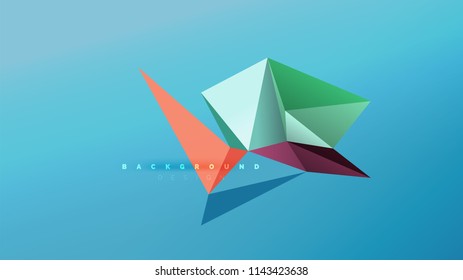 Abstract background - geometric origami style shape composition, triangular low poly design concept. Colorful trendy minimalistic vector illustration
