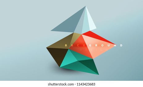 Abstract background - geometric origami style shape composition, triangular low poly design concept. Colorful trendy minimalistic vector illustration
