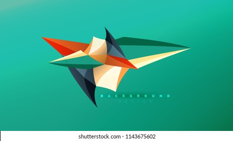 Fondo abstracto - composición de forma de estilo de origami geométrico, concepto de diseño triangular de polos bajos. Ilustración vectorial minimalista de moda colorida