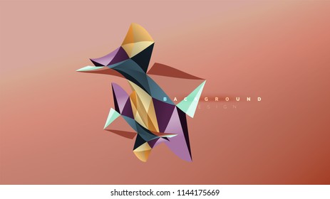 Abstract background - geometric origami style shape composition, triangular low poly design concept. Colorful trendy minimalistic vector illustration