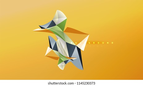 Abstract background - geometric origami style shape composition, triangular low poly design concept. Colorful trendy minimalistic vector illustration