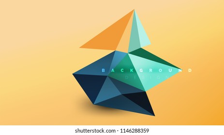 Abstract background - geometric origami style shape composition, triangular low poly design concept. Colorful trendy minimalistic vector illustration