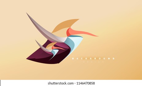 Abstract background - geometric origami style shape composition, triangular low poly design concept. Colorful trendy minimalistic vector illustration