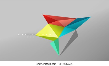 Fondo abstracto - composición de forma de estilo de origami geométrico, concepto de diseño triangular de polos bajos. Ilustración vectorial minimalista de moda colorida