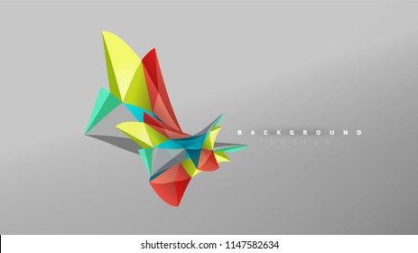 Abstract background - geometric origami style shape composition, triangular low poly design concept. Colorful trendy minimalistic vector illustration