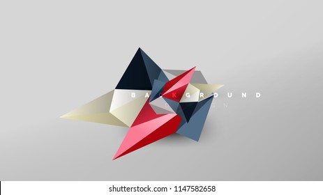Abstract background - geometric origami style shape composition, triangular low poly design concept. Colorful trendy minimalistic vector illustration
