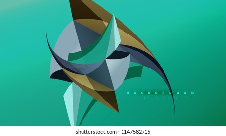 Abstract background - geometric origami style shape composition, triangular low poly design concept. Colorful trendy minimalistic vector illustration