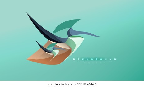 Fondo abstracto - composición de forma de estilo de origami geométrico, concepto de diseño triangular de polos bajos. Ilustración vectorial minimalista de moda colorida