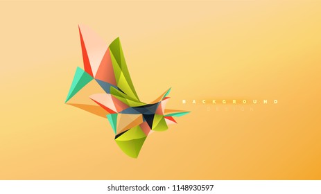 Abstract background - geometric origami style shape composition, triangular low poly design concept. Colorful trendy minimalistic vector illustration