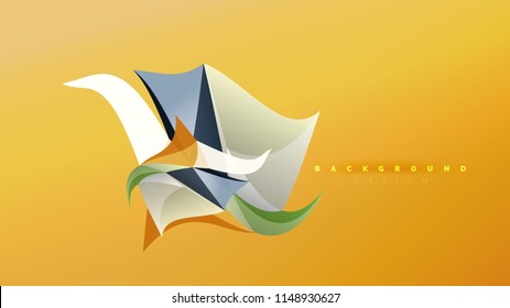 Fondo abstracto - composición de forma de estilo de origami geométrico, concepto de diseño triangular de polos bajos. Ilustración vectorial minimalista de moda colorida