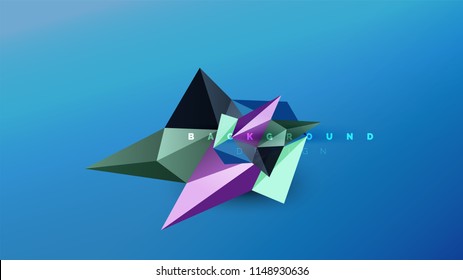 Fundo abstrato - composição de forma de estilo origami geométrico, conceito de design triangular baixo poli. Ilustração de vetor minimalista na moda colorida