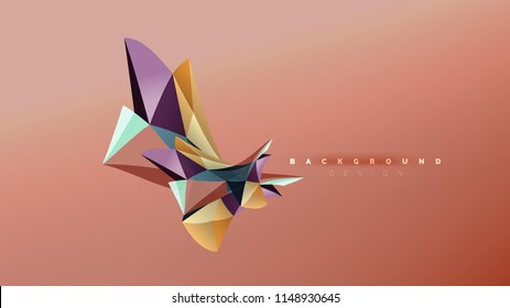 Fondo abstracto - composición de forma de estilo de origami geométrico, concepto de diseño triangular de polos bajos. Ilustración vectorial minimalista de moda colorida