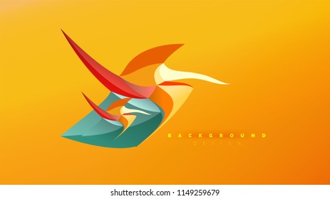 Fondo abstracto - composición de forma de estilo de origami geométrico, concepto de diseño triangular de polos bajos. Ilustración vectorial minimalista de moda colorida