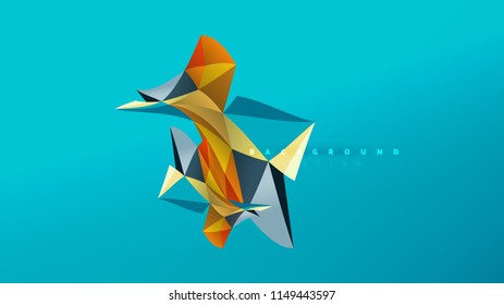 Abstract background - geometric origami style shape composition, triangular low poly design concept. Colorful trendy minimalistic vector illustration