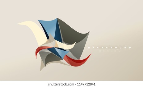 Fondo abstracto - composición de forma de estilo de origami geométrico, concepto de diseño triangular de polos bajos. Ilustración vectorial minimalista de moda colorida