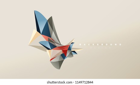 Fondo abstracto - composición de forma de estilo de origami geométrico, concepto de diseño triangular de polos bajos. Ilustración vectorial minimalista de moda colorida