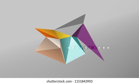 Fondo abstracto - composición de forma de estilo de origami geométrico, concepto de diseño triangular de polos bajos. Ilustración vectorial minimalista de moda colorida