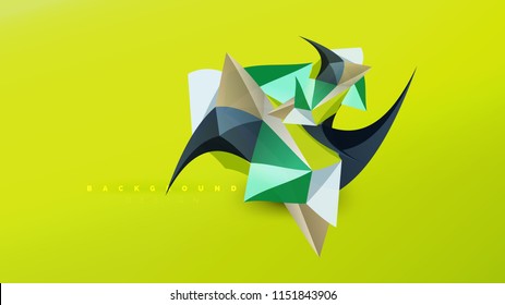 Abstract background - geometric origami style shape composition, triangular low poly design concept. Colorful trendy minimalistic vector illustration