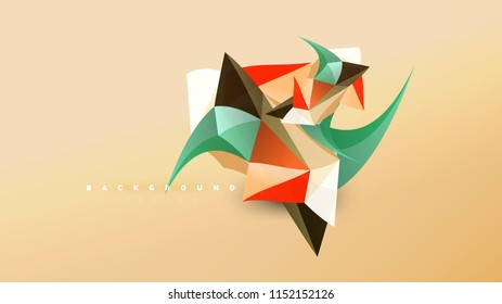 Fondo abstracto - composición de forma de estilo de origami geométrico, concepto de diseño triangular de polos bajos. Ilustración vectorial minimalista de moda colorida