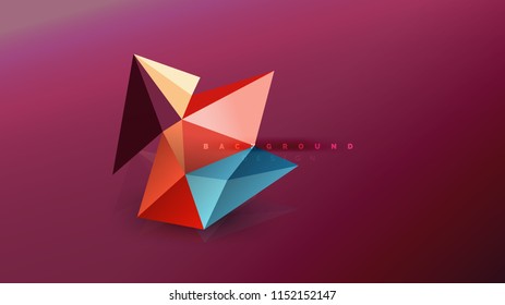 Abstract background - geometric origami style shape composition, triangular low poly design concept. Colorful trendy minimalistic vector illustration