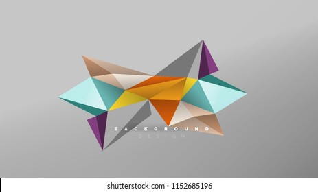 Abstract background - geometric origami style shape composition, triangular low poly design concept. Colorful trendy minimalistic vector illustration
