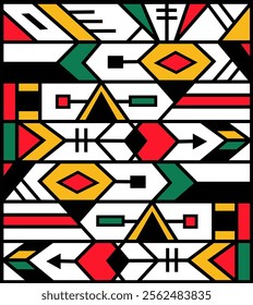 Abstract background with geometric ornament. A pattern with a folk African ornament. For Black History Month, Africa Day, and banner posters.