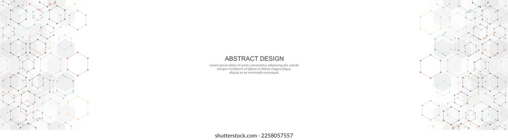 Abstract background and geometric pattern with hexagons shape for banner design or header. Vector illustration