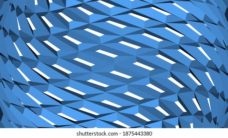 Abstract background geometric pattern reflection with futuristic perspective and blue mosaic object