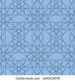 Abstract background with geometric pattern. Seamless regular vector texture of grey lines on blue background. For invitations, greeting cards, scrapbooking and wallpaper.