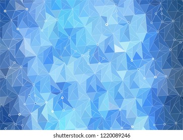 Abstract background with geometric pattern of triangles. Shades of blue. The texture of the surface and edges.