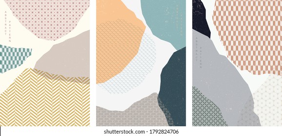 Abstract background with geometric pattern vector.  Japanese template with line elements illustration.