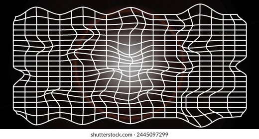 Abstract Background Geometric Pattern of wavy checkered lines and moonlight, Black and White Vector