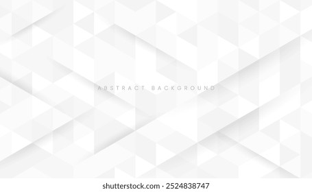 Abstract background with geometric pattern of white and gray triangles.