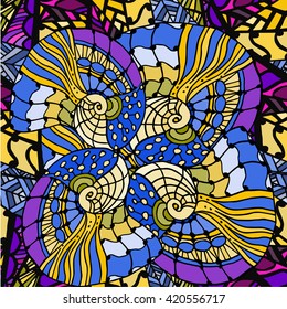 Abstract background of geometric patterns of seashells spiral