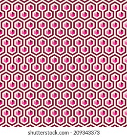 Abstract background, geometric pink hexagon seamless pattern