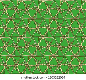Abstract background with geometric seamless ornament. Vector illustration.