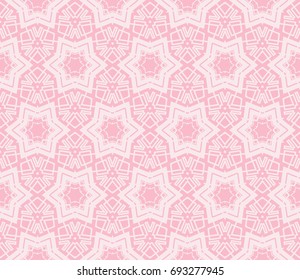 Abstract background with geometric seamless ornament. Vector illustration. Rose color