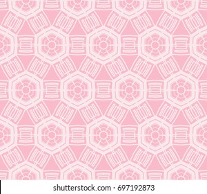 Abstract background with geometric seamless ornament. Vector illustration. Rose color