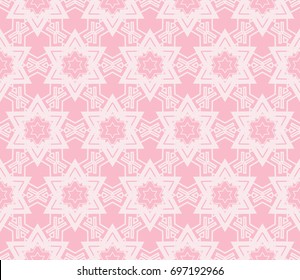 Abstract background with geometric seamless ornament. Vector illustration. Rose color