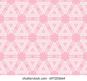 Abstract background with geometric seamless ornament. Vector illustration. Rose color